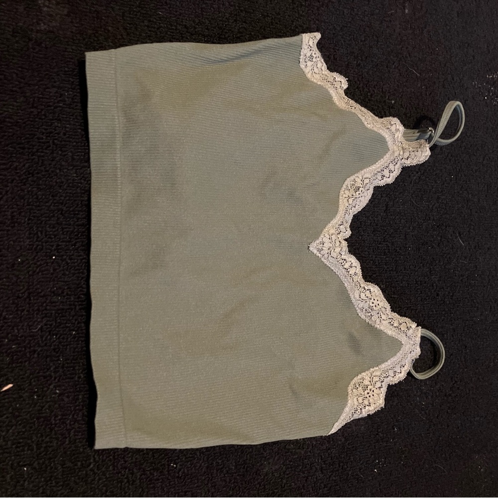 Lace Trimmed Green Camisole